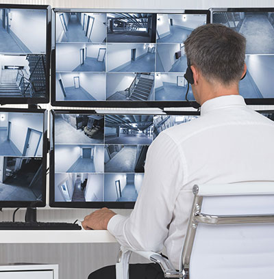 Video camera monitoring screens